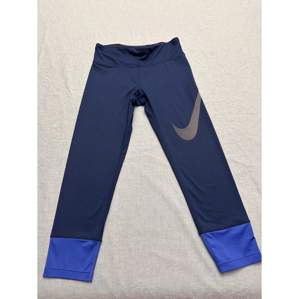 Nike Dri-FIT Running Leggings Navy Blue Reflective Small